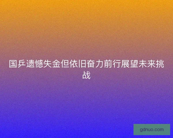 国乒遗憾失金但依旧奋力前行展望未来挑战